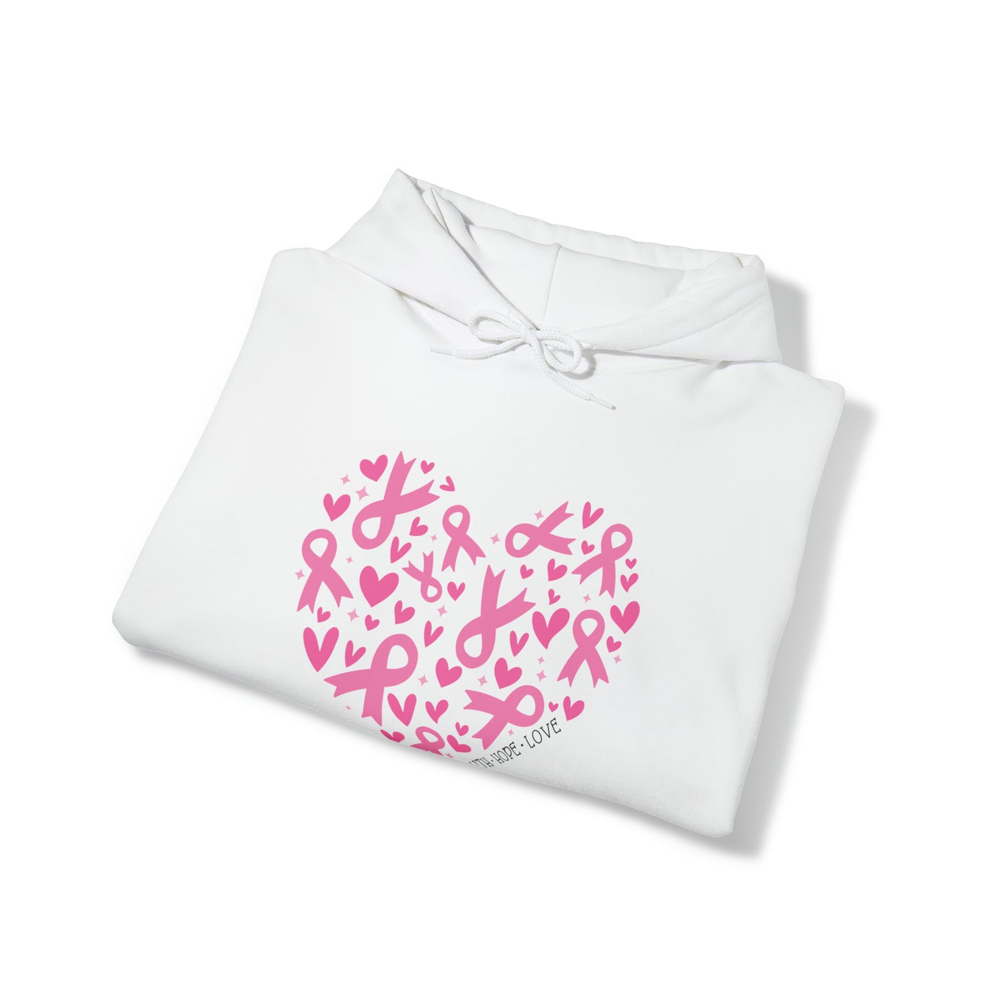 Breast Cancer Heart Adult Hooded Sweatshirt