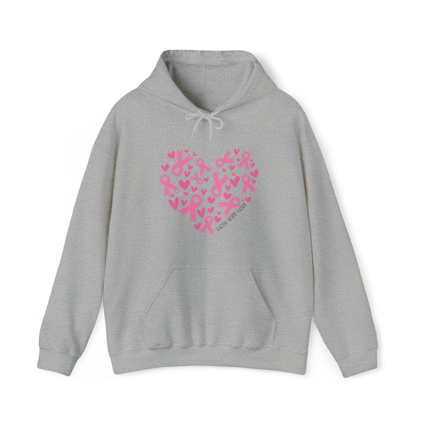 Breast Cancer Heart Adult Hooded Sweatshirt