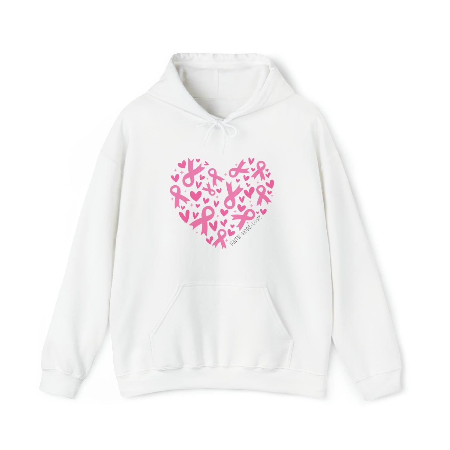 Breast Cancer Heart Adult Hooded Sweatshirt