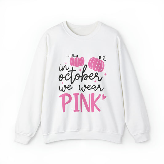 In October We Wear Pink Pumpkins Adult Crewneck Sweatshirt