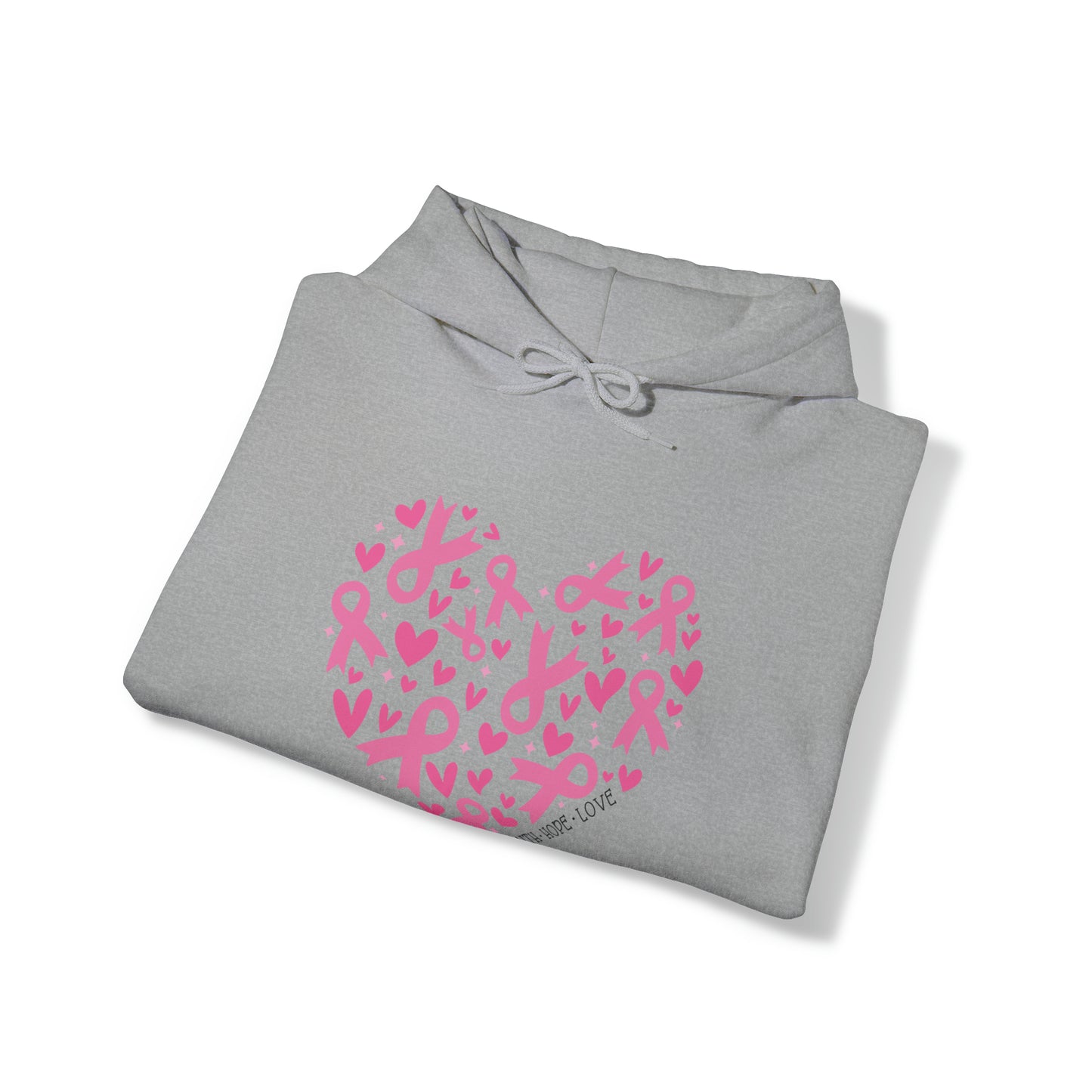 Breast Cancer Heart Adult Hooded Sweatshirt