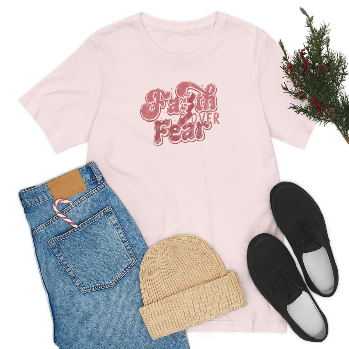 Faith Over Fear Adult T-Shirt - Distressed - Bella+Canvas