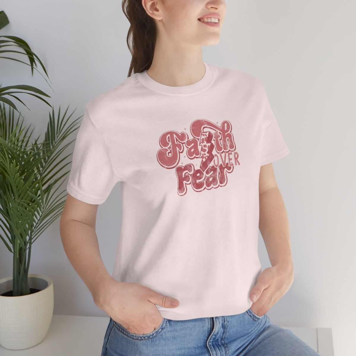 Faith Over Fear Adult T-Shirt - Distressed - Bella+Canvas