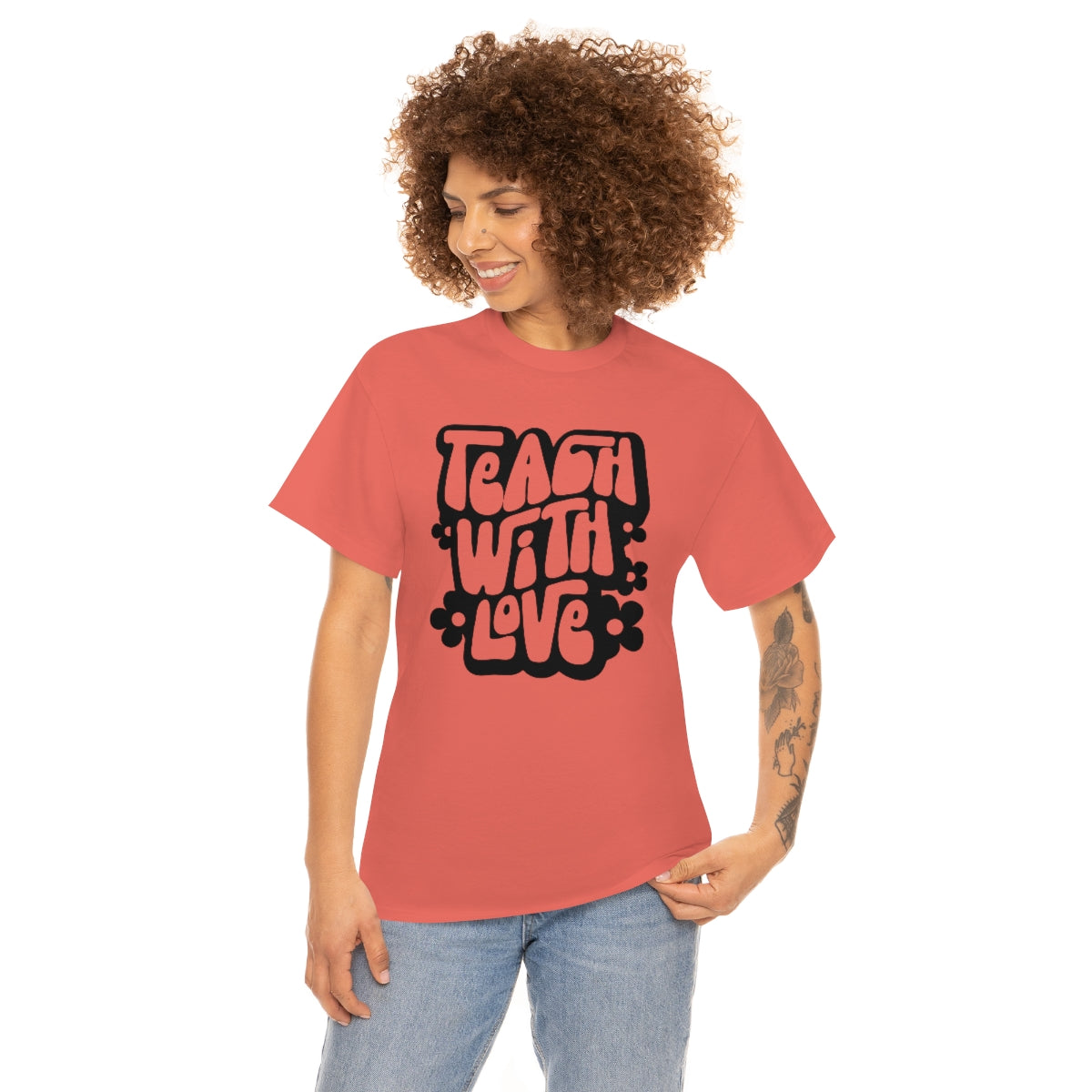 Teach With Love Adult T-Shirt - Black Design