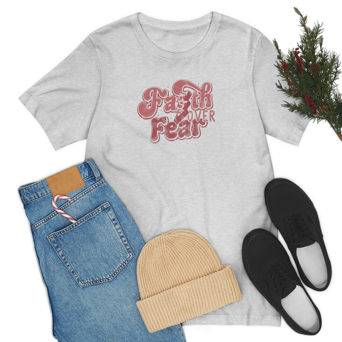 Faith Over Fear Adult T-Shirt - Distressed - Bella+Canvas