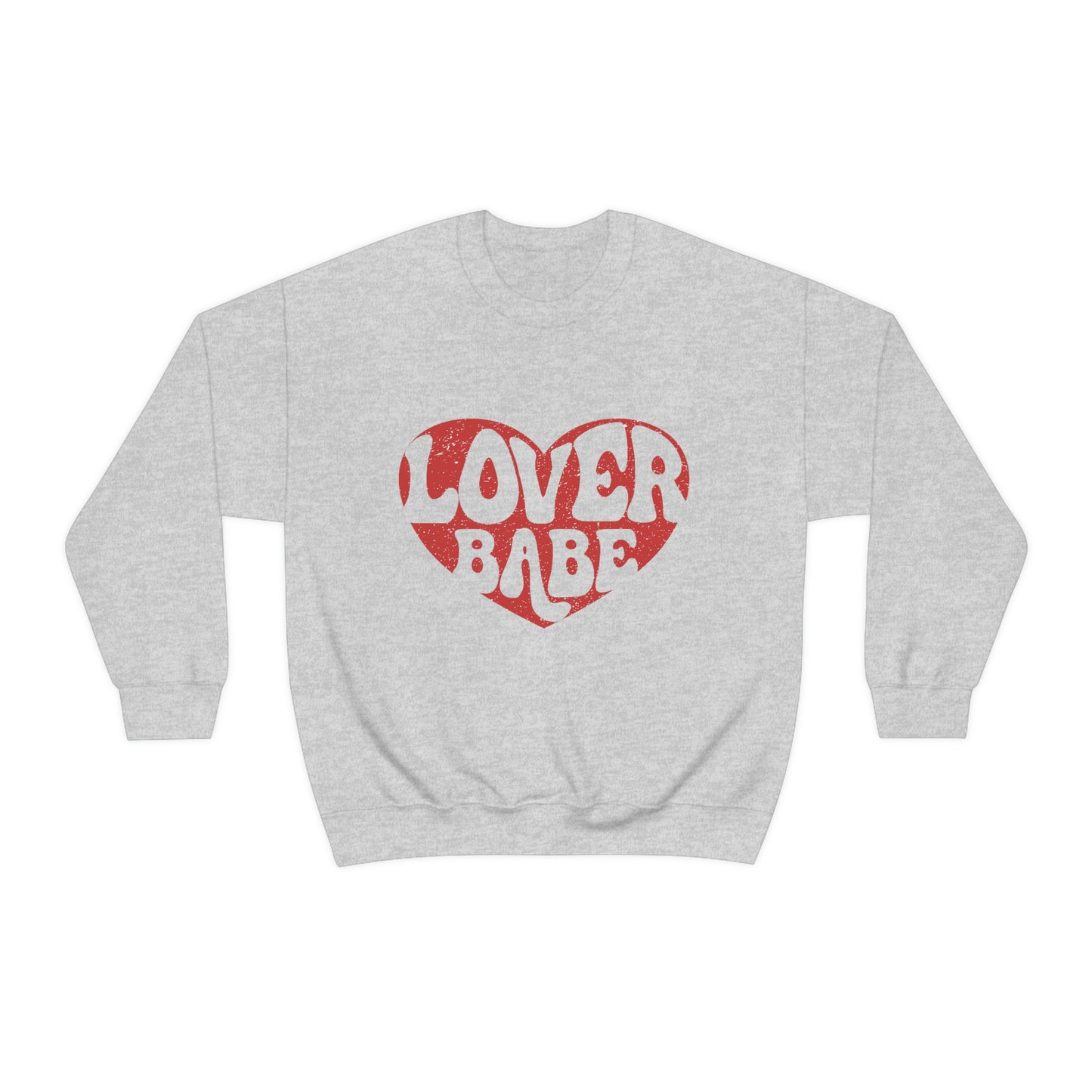 Red Distressed Lover Babe Adult Crewneck Sweatshirt