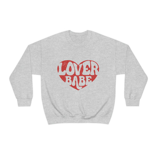 Red Distressed Lover Babe Adult Crewneck Sweatshirt