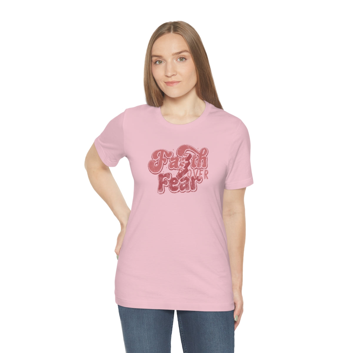 Faith Over Fear Adult T-Shirt - Distressed - Bella+Canvas