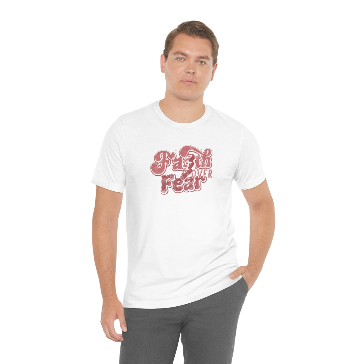 Faith Over Fear Adult T-Shirt - Distressed - Bella+Canvas