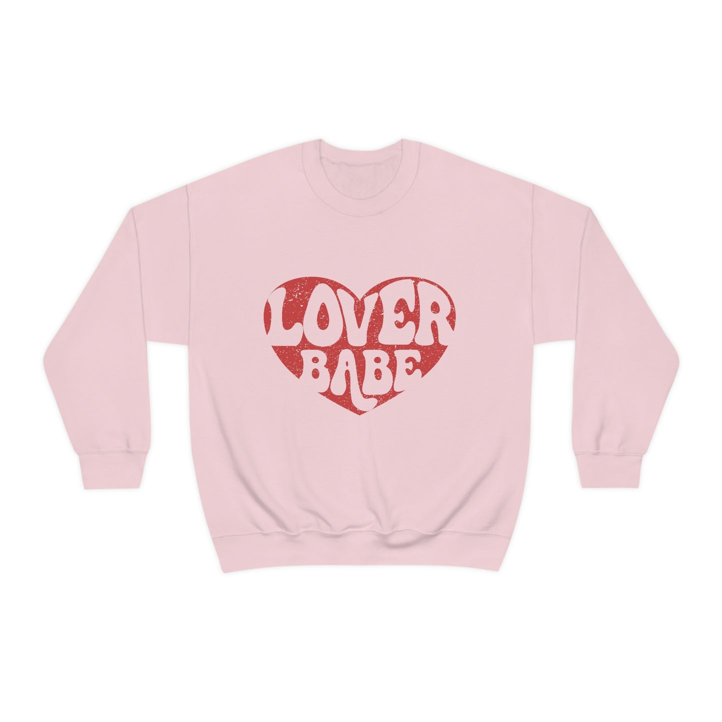 Red Distressed Lover Babe Adult Crewneck Sweatshirt