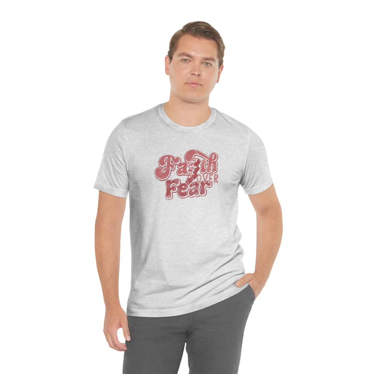 Faith Over Fear Adult T-Shirt - Distressed - Bella+Canvas