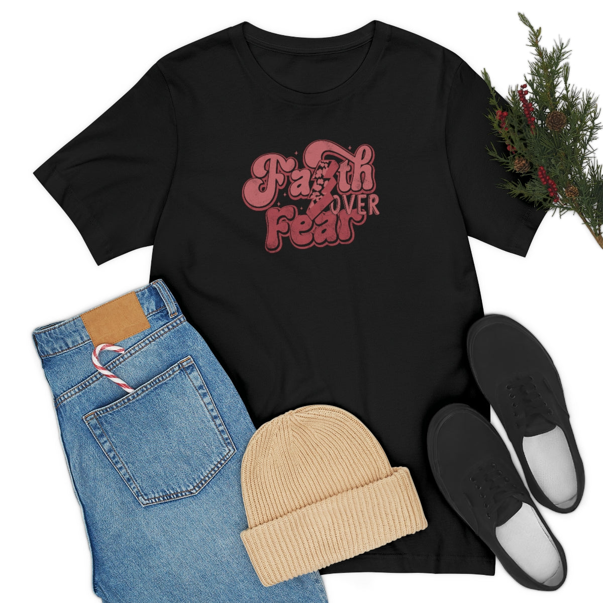 Faith Over Fear Adult T-Shirt - Distressed - Bella+Canvas