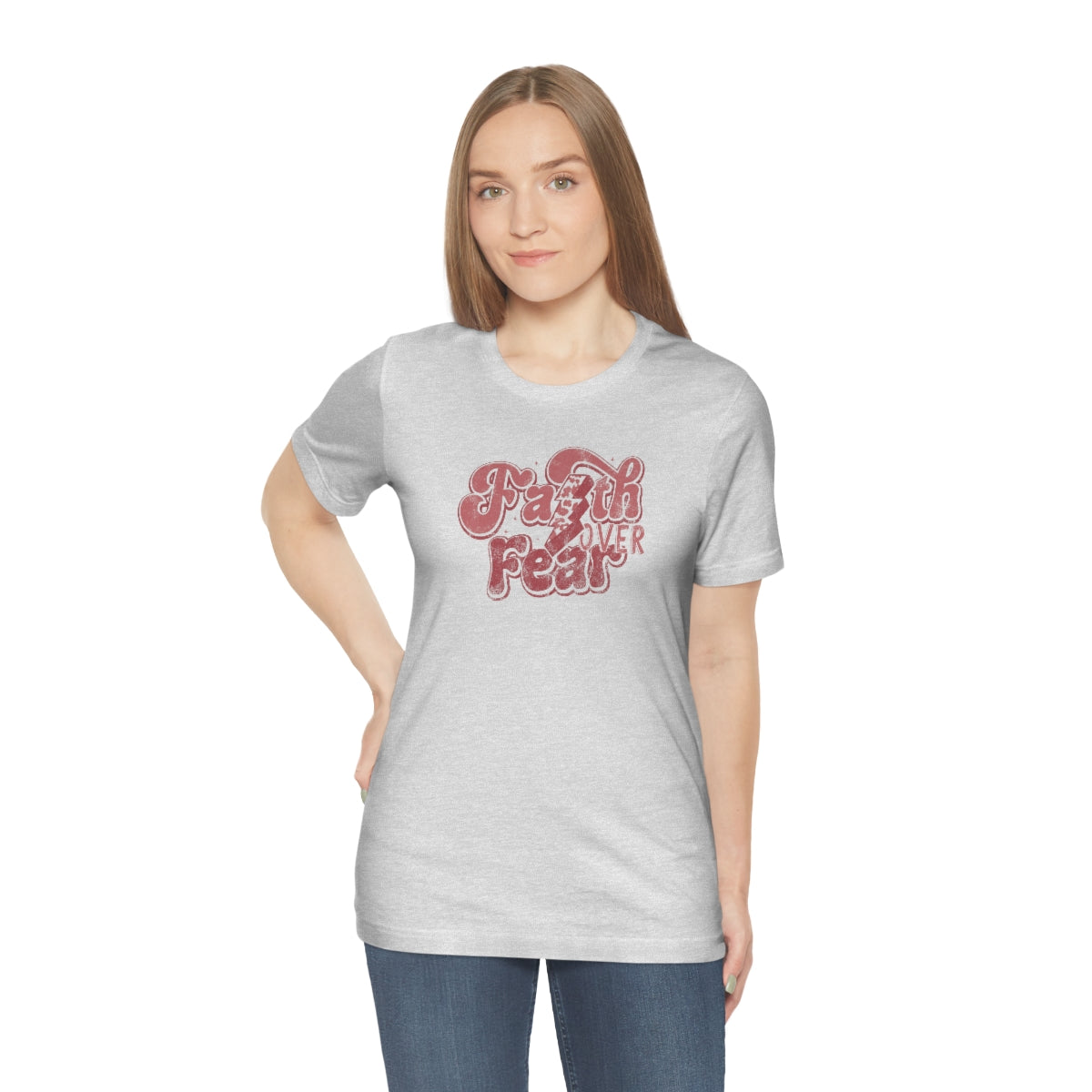 Faith Over Fear Adult T-Shirt - Distressed - Bella+Canvas