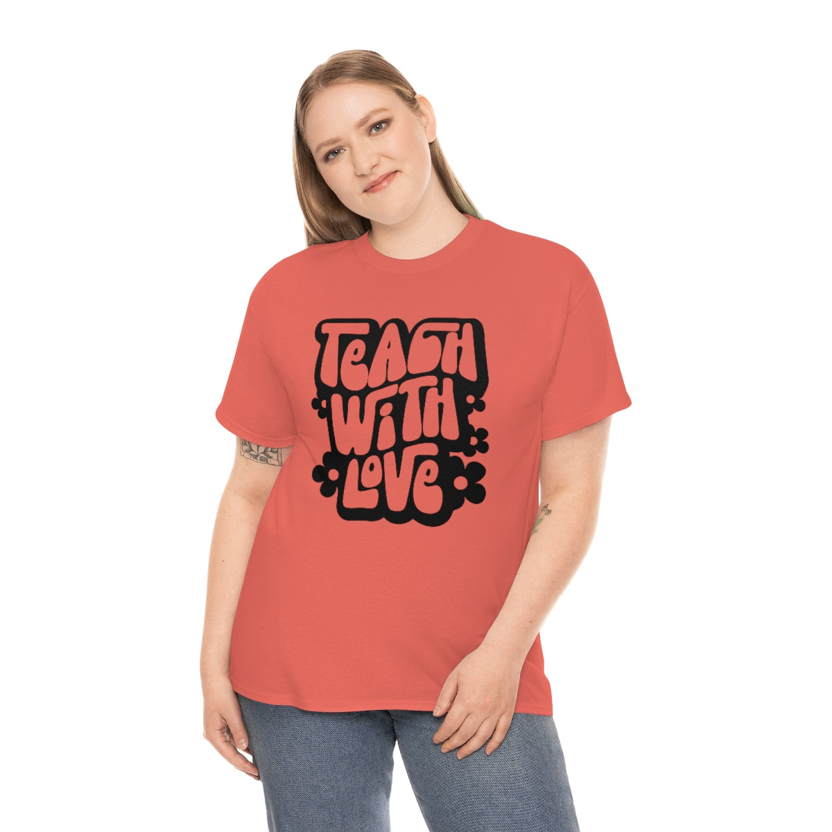 Teach With Love Adult T-Shirt - Black Design