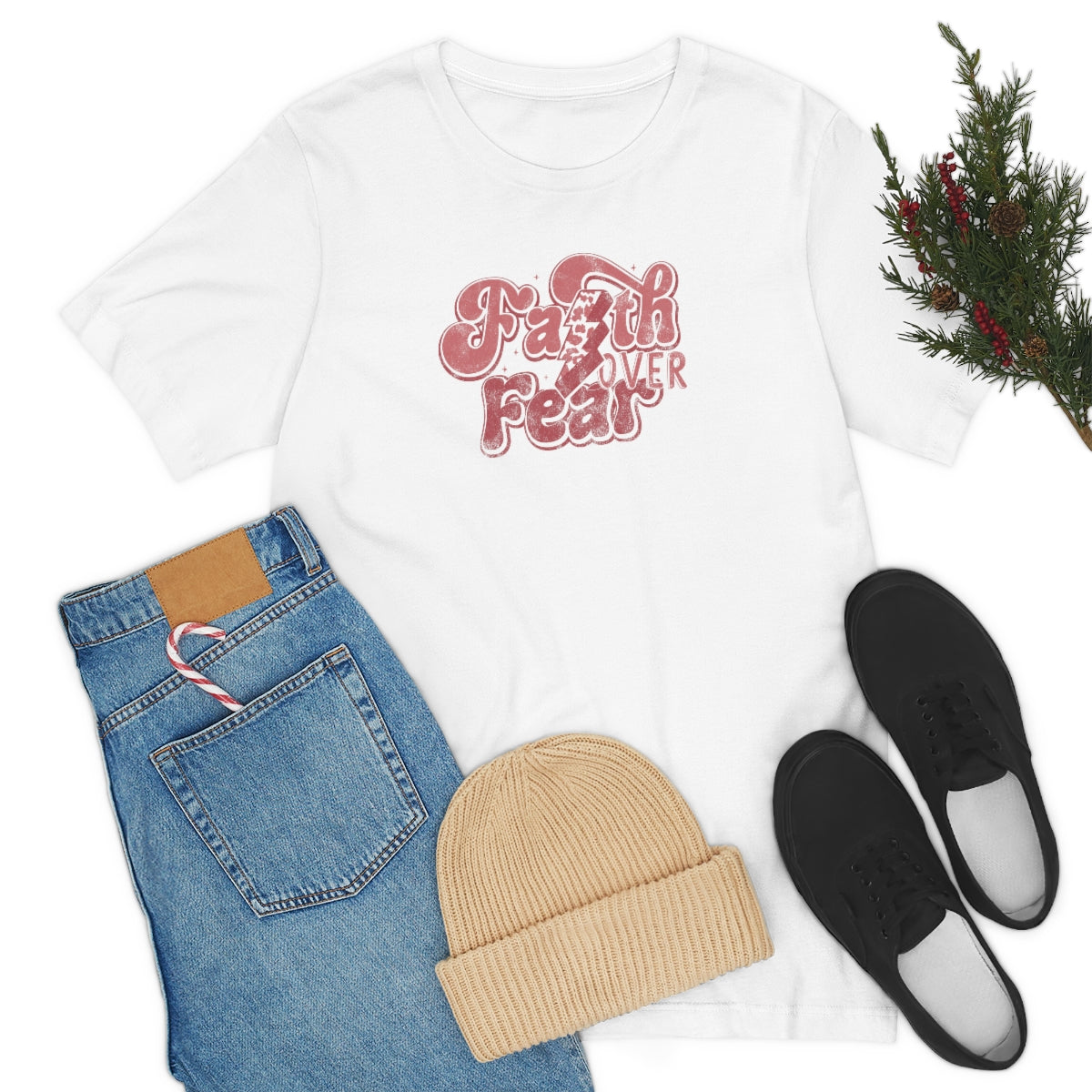 Faith Over Fear Adult T-Shirt - Distressed - Bella+Canvas