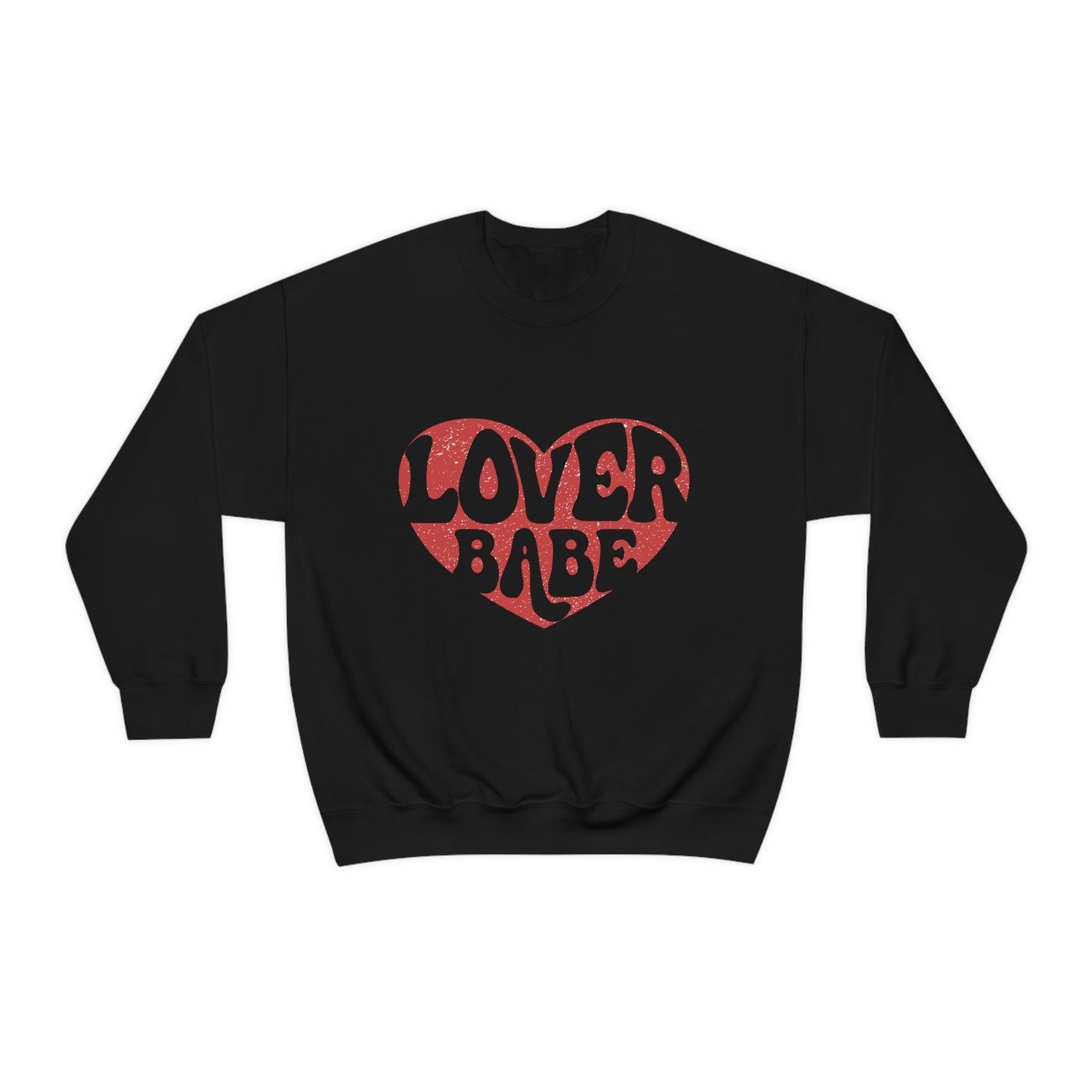 Red Distressed Lover Babe Adult Crewneck Sweatshirt