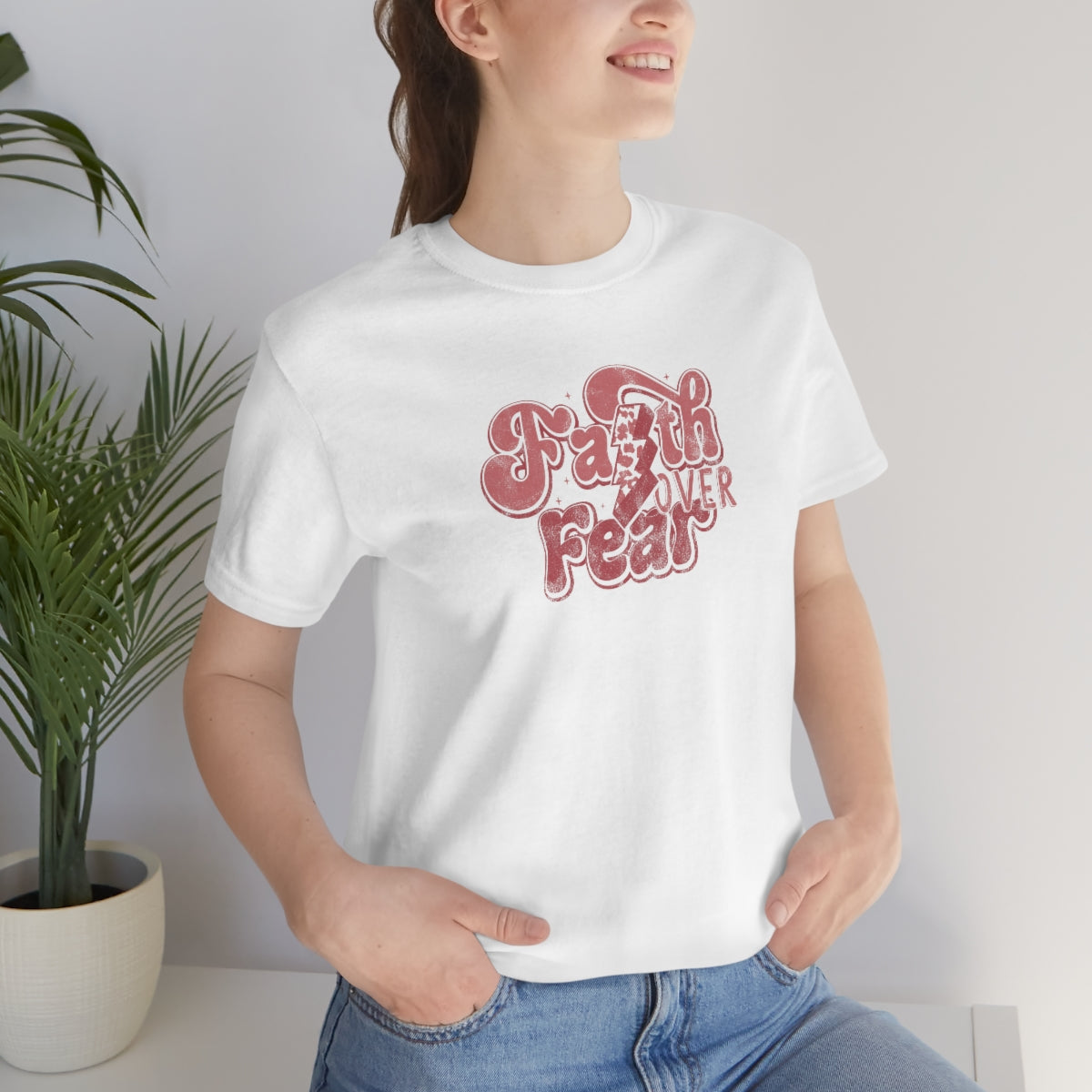 Faith Over Fear Adult T-Shirt - Distressed - Bella+Canvas