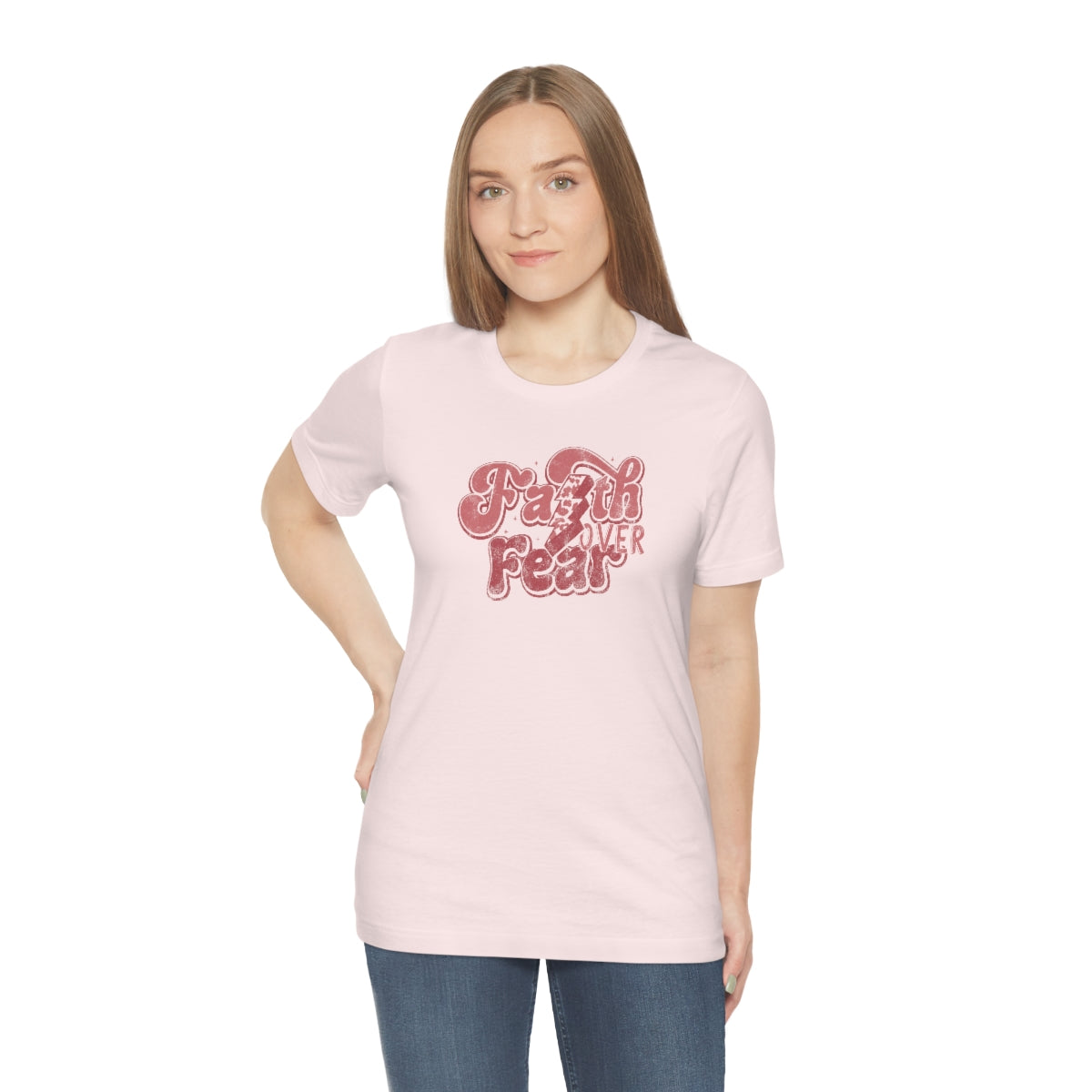 Faith Over Fear Adult T-Shirt - Distressed - Bella+Canvas