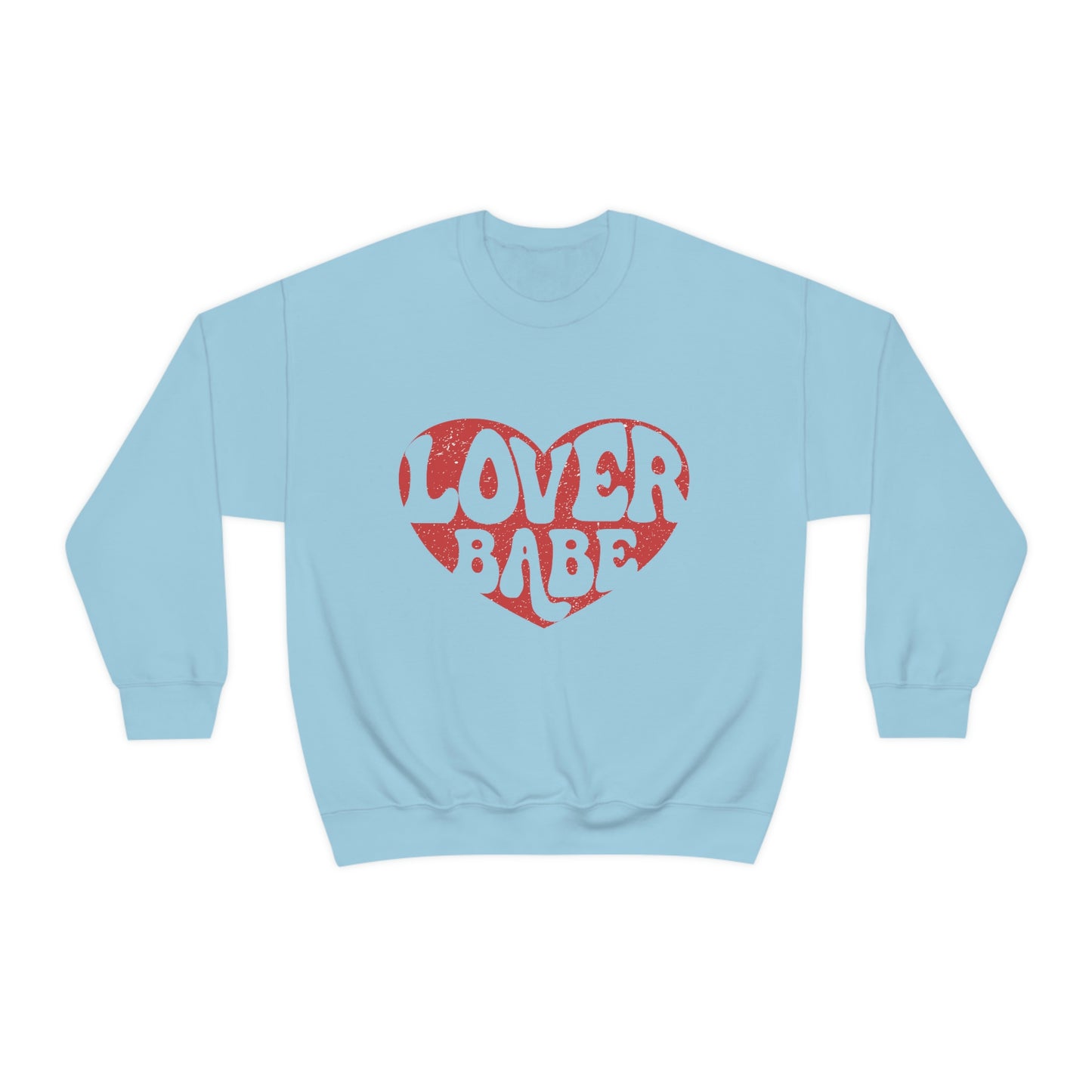 Red Distressed Lover Babe Adult Crewneck Sweatshirt