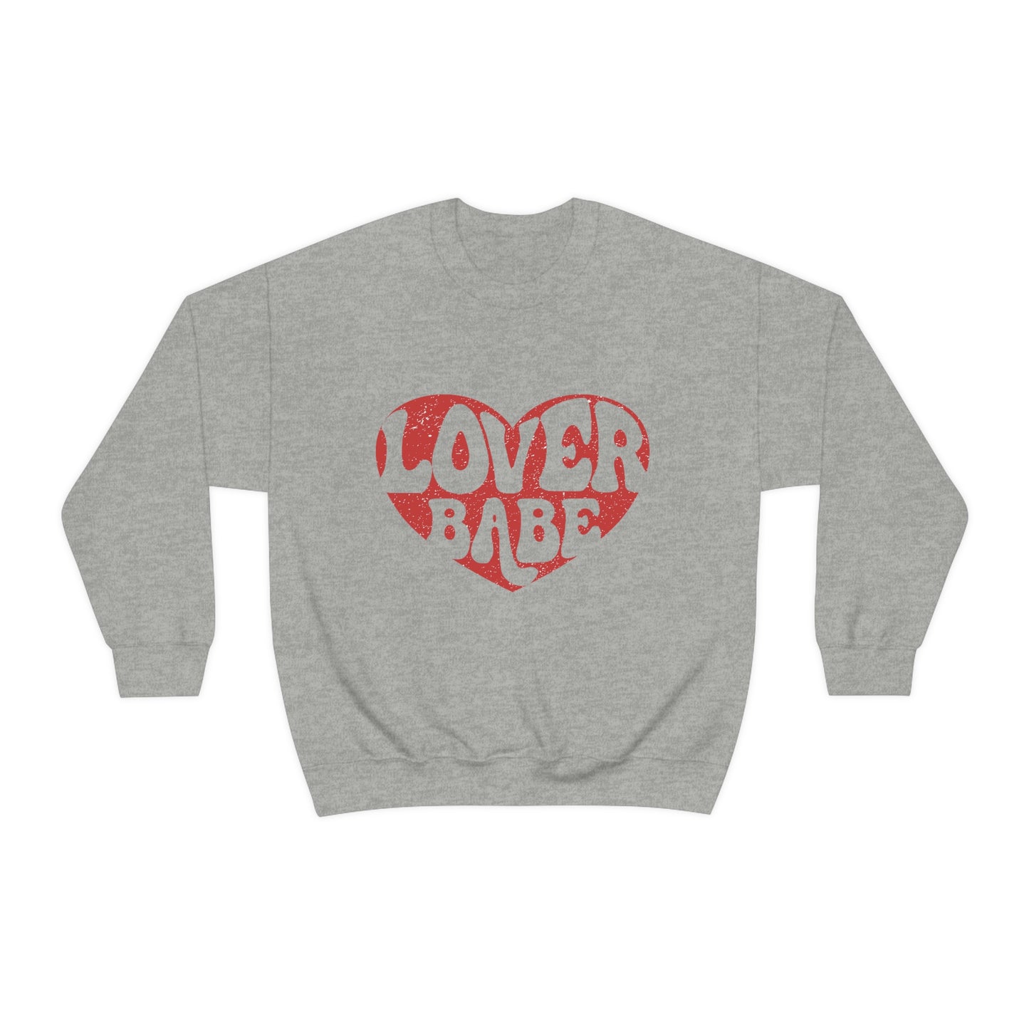 Red Distressed Lover Babe Adult Crewneck Sweatshirt