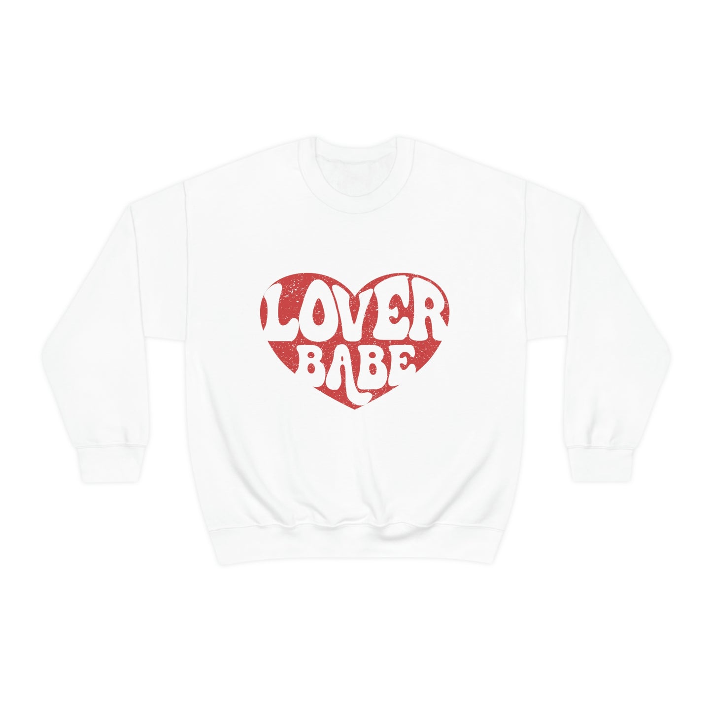 Red Distressed Lover Babe Adult Crewneck Sweatshirt