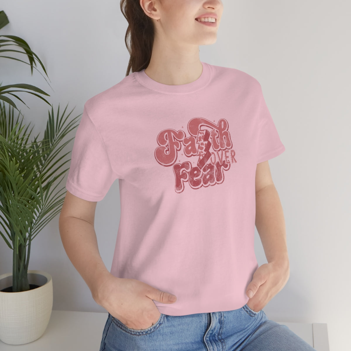 Faith Over Fear Adult T-Shirt - Distressed - Bella+Canvas