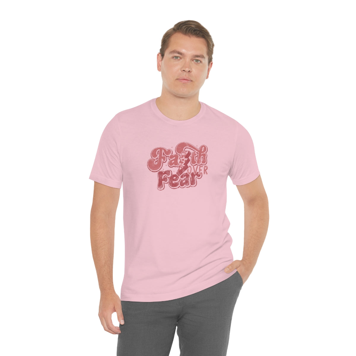 Faith Over Fear Adult T-Shirt - Distressed - Bella+Canvas